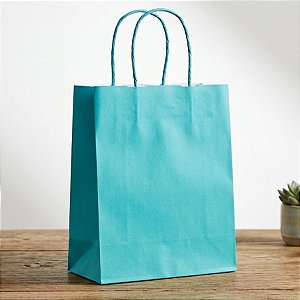 Sacola de Papel G 32x26,5x13cm - Turquesa - 10 unidades - Cromus - Rizzo