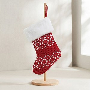 Enfeite Para Pendurar de Natal - Bota Do Papai Noel Vermelho e Branco - 13x23cm - 1 unidade - Cromus - Rizzo