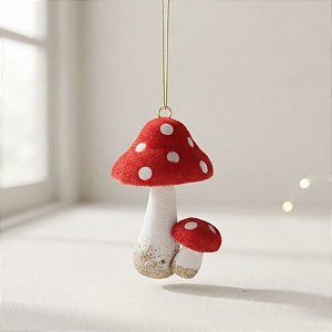 Enfeite Para Pendurar de Natal - Cogumelo Vermelho e Branco - 13cm - 1 unidade - Cromus - Rizzo