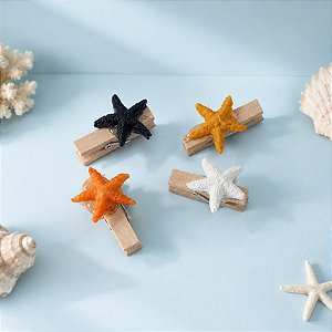 Mini Prendedor Com Imã - Estrela-do-Mar - Sortido - 3,5x2,5cm - 8 unidades - Rizzo