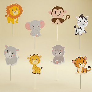 Pick Decorativo Para Doces - Safari Baby - 5x12cm - 8 unidades - Regina - Rizzo