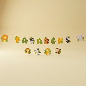 Faixa Decorativa "Parabéns" - Safari Baby - 130x12cm - 1 unidade - Regina - Rizzo