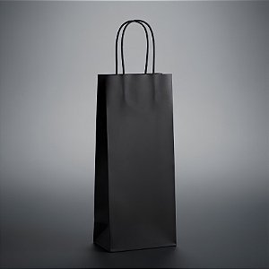 Sacola de Papel Garrafa 35x13x8cm - Preto - 10 unidades - Cromus - Rizzo