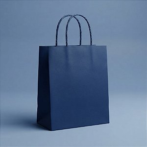 Sacola de Papel GG 39x32x16cm - Azul Marinho - Fundo Largo - 10 unidades - Cromus - Rizzo