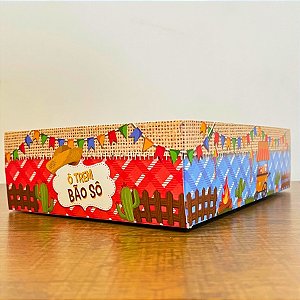 Cesta Decorativa Retangular De Festa Junina - "Ô Trem Bão Sô" - 24x6,5x17cm - 1 unidades - Decora Doces - Rizzo