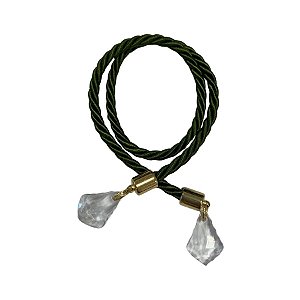 Cordão Decorativo Com Pingente Pião - Verde Militar Com Ouro - 33,5cm - 1 unidade - Rizzo