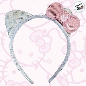Tiara Hello Kitty com Laço e Orelha - Rosa Claro - 1 unidade - Rizzo