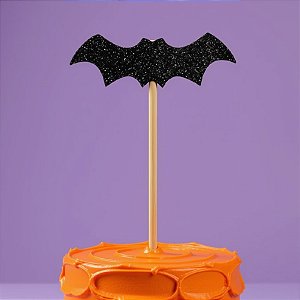 Palito Decorativo Halloween - Morcego com Glitter - 26cm - 5 unidades - Rizzo