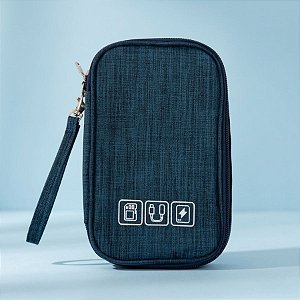 Necessaire Organizadora Porta Cabos - Azul - 19x12x3,5cm - 1 unidade - Rizzo