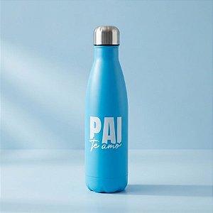 Garrafa Térmica Inox - Pai Te Amo - Azul - 500mL  - 1 unidade - Rizzo