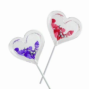 Molde de silicone Pirulito Coração Chocalho 06cm 503 Flexarte