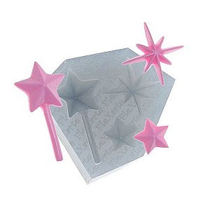 Molde de Silicone Varinha Mágica + Estrelas Ref. 219 Flexarte