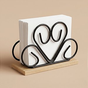 Porta Guardanapo Retrô de Metal e Madeira - 14,5x10,5x6cm - 1 unidade - Rizzo