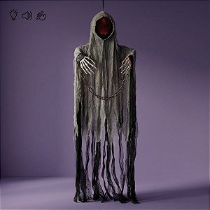 Enfeite Decorativo De Halloween Com Som e Luz - Caveira Orion - 1,15m - 1 unidade - Cromus - Rizzo