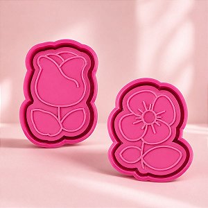 Kit Cortadores + Carimbos Flores - Ref.1081 - 6cm - 1 unidade - RR Cortadores - Rizzo