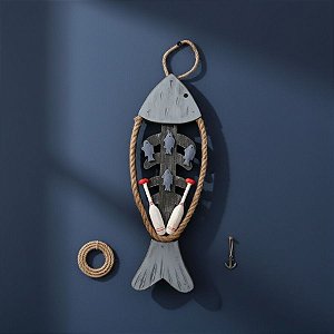Enfeite Decorativo Para Pendurar - Pendente de Peixe com Remos - 33x12,5cm - 1 unidade - Rizzo