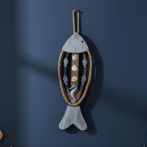 Enfeite Decorativo Para Pendurar - Pendente de Peixe e Cavalo Marinho - 33x12,5cm - 1 unidade - Rizzo