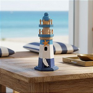 Enfeite Decorativo de Madeira - Farol Peixe 20x9cm - 1 unidade - Rizzo
