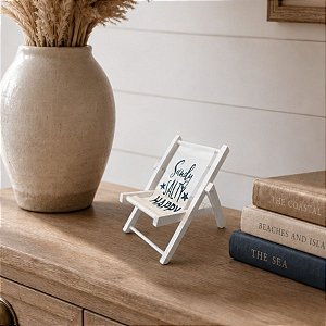 Enfeite Decorativo de Madeira - Cadeira de Praia - Branca - 14x9,5cm - 1 unidade - Rizzo