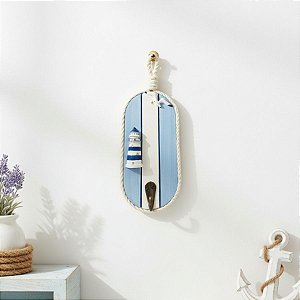 Enfeite Decorativo de Madeira - Pendente Nautico com Gancho Farol - 15x7,5cm - 1 unidade - Rizzo