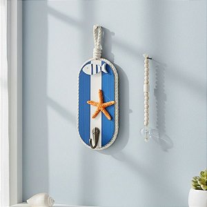 Enfeite Decorativo de Madeira - Pendente Nautico com Gancho Estrela - 15x7,5cm - 1 unidade - Rizzo