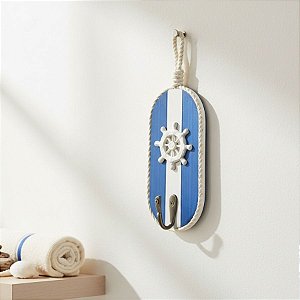 Enfeite Decorativo de Madeira - Pendente Nautico com Gancho Timão - 15x7,5cm - 1 unidade - Rizzo