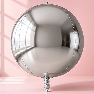 Balão de Festa Metalizado 60" 143cm - Orbz Prata - 10 unidades - Rizzo