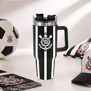 Caneca Térmica com Canudo - Corinthians Original - 1,2l - 1 unidade - Allmix Presentes - Rizzo