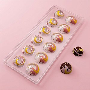Blister Decorado com Transfer para Chocolate - Trufa Colorida - Amarelo e Rosa - BL021202 - 1 un - Stalden - Rizzo