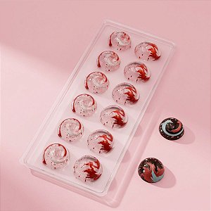 Blister Decorado com Transfer para Chocolate - Trufa Colorida - Laranja e Branco - BL021201 - 1 un - Stalden - Rizzo