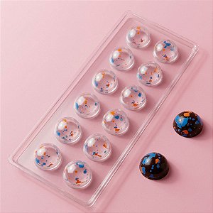 Blister Decorado com Transfer para Chocolate - Trufa Colorida - Azul e Laranja - BL021401 - 1 un - Stalden - Rizzo
