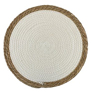 Sousplat Branco com Borda de Palha - 38cm - 1 unidade - Rizzo - Rizzo