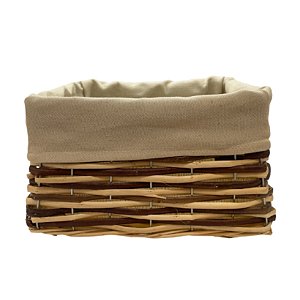 Cesta Retangular com Tecido G - Bege - 30x24x17cm - 1 unidade - Rizzo