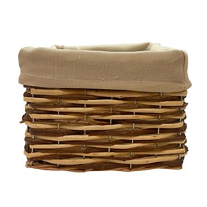 Cesta Quadrada com Tecido G - Bege - 25x25x16cm - 1 unidade - Rizzo