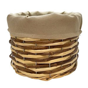 Cesta Redonda com Tecido G - Bege - 26x26x17cm - 1 unidade - Rizzo