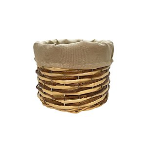 Cesta Redonda com Tecido P - Bege - 16x16x13cm - 1 unidade - Rizzo