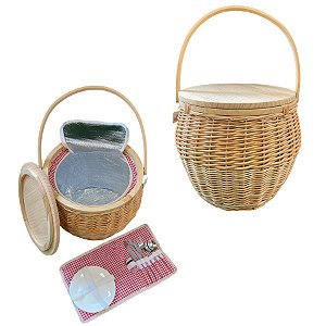 Kit Cesta de Pic Nic 2 serviços - 9 peças - 33x38cm - 1 unidade - Rizzo