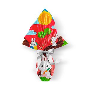 Saco Express 24x24cm para Ovos de 100g a 150g - Brincando no Bosque Vermelho - 25 unidades - Cromus - Rizzo
