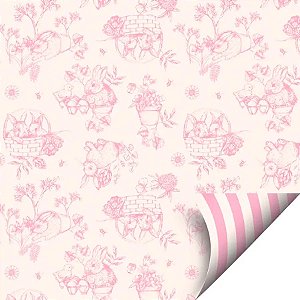 Folha para Ovos de Páscoa Double Face Clássico Francês Rosa 69x89cm - 25 unidades - Cromus - Rizzo