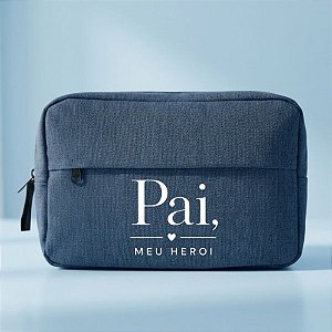 Necessaire Masculina Personalizado Pai Herói - Azul - 23x15x7cm - 1 unidade - Rizzo