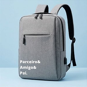 Bolsa para Notebook até 15 polegadas com saída USB Personalizado Pai Amigo - Cinza - 45x30x10cm - 1 unidade - Rizzo