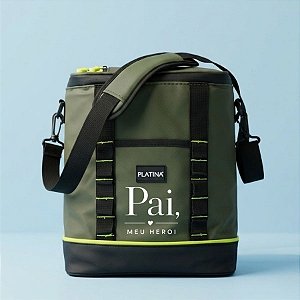 Bolsa Térmica com Alça 12L Personalizado Pai Herói - Verde e Preto - 26x15x33cm - 1 unidade - Rizzo