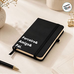 Mini Caderno Capa Dura e Folhas Amarelas Personalizado Pai Amigo - Preto - 14x9cm - 1 unidade - Rizzo