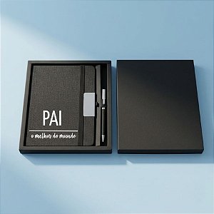 Kit Caderno e Caneta Personalizado Melhor Pai - Preto - 22x19,5cm - 1 unidade - Rizzo