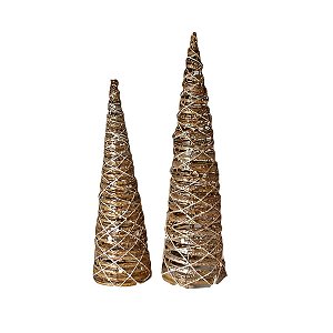 Árvore Cone Decorativa C/Led de Natal - Marrom - 60cm - 1 unidade - Rizzo