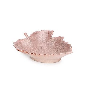 Prato Decorativo com Formato de Folha Rose Gold - 21cm - 1 unidade - Cromus - Rizzo