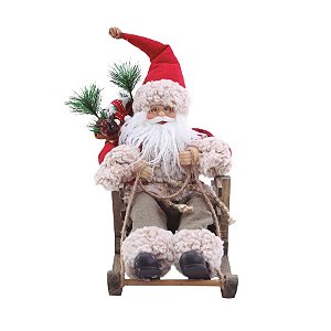 Enfeite Decorativo Noel Sentado no Trenó - 30cm - 1 unidade - Cromus - Rizzo