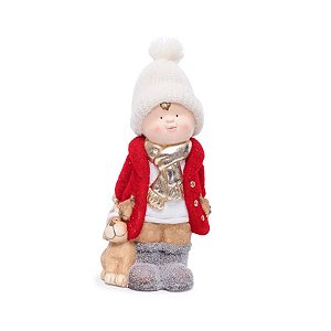 Enfeite Decorativo de Resina Menino e seu Cachorro - 40cm - 1 unidade - Cromus - Rizzo