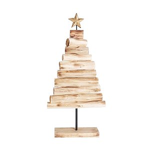 Pinheiro Decorativo de Madeira com Estrela M - 83cm - 1 unidade - Cromus - Rizzo