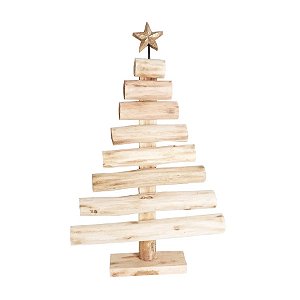 Pinheiro Decorativo de Madeira com Estrela G - 106cm - 1 unidade - Cromus - Rizzo